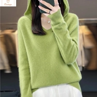 Merino Wool V-Neck Hoodie Sweater