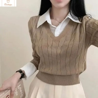 Womens Winter V-Neck Knit Sweater