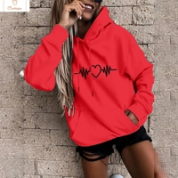 Cardeegan Y2K Heartbeat Print Womens Hoodie
