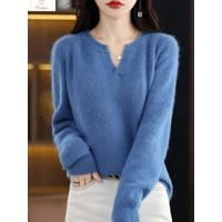 Mink Cashmere V-neck Pullover Sweater