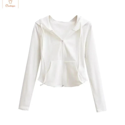 Spicy Girl Hooded Cropped Cardigan Sweatshirt