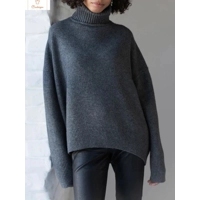 Cozy White Oversized Knit Turtleneck Sweater