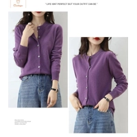 Cashmere Womens O-Neck Cardigan Sweater