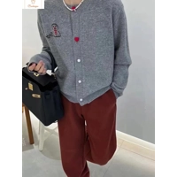 Fashionable Cashmere Snowman Embroidered Cardigan