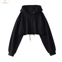 Stylish Womens Hooded Crop Sweatshirt