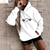 Cardeegan Y2K Heartbeat Print Womens Hoodie
