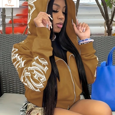 Cyber Y2K Gothic Letter Print Hoodie