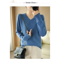 Peach V-neck Long Staple Cotton Sweater