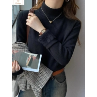 Womens Retro Red Velvet Turtleneck Sweater