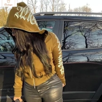 Winter Letter Printed Hoodie Jacket