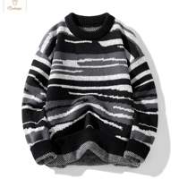 Retro Striped Knit Pullover Sweater