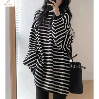 Vintage Striped Oversized Sweatshirt Pullover