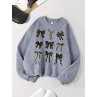 Retro Leopard Print Bow Hoodie for Women