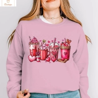 Valentines Day Coffee Print Hoodie for Women