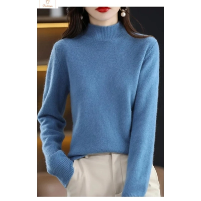 Womens Merino Wool Half Polo Sweater
