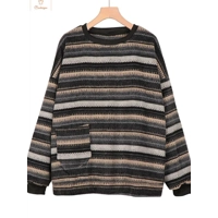 Striped Oversized Knit Sweater for Women