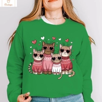 Valentines Cat Print Hip Hop Hoodie