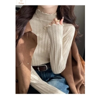 Cardeegan Womens Ruched Turtleneck Knitted Sweater