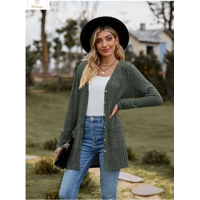 V-Neck Solid Color Cardigan Coat