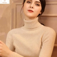 Elegant Black Turtleneck Knit Sweater