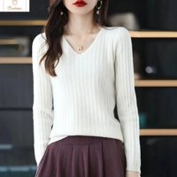 V-Neck Knitted Pullover Sweater for Women