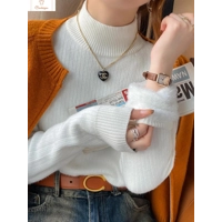 Womens Retro Red Velvet Turtleneck Sweater