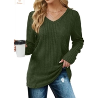 Cozy Wine Red Knit V-Neck Sweater