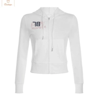 Y2K Digital Graphic Zipper Hoodie for Women