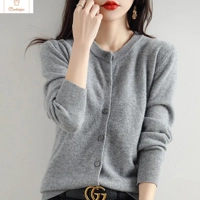 Cashmere Womens O-Neck Cardigan Sweater