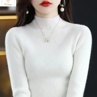 Solid Half Turtleneck Knit Sweater for Women
