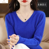 Womens Mink Cashmere V-Neck Sweater