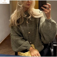 Womens Loose Fit Casual Cardigan Sweater