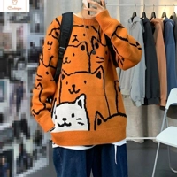 Cartoon Shark Print Oversized Sweater