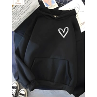 Womens Heart Print Fleece Sweatshirt