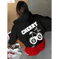 Cherry 88 Art Letter Print Women Hoodie