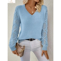Casual V Neck Knit Sweater for Women