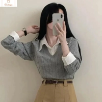 Womens Winter V-Neck Knit Sweater