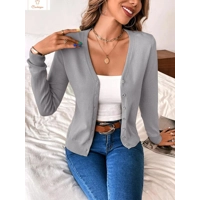 Long Sleeve V Neck Button Cardigan
