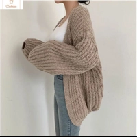 Womens Lantern Sleeve Casual Cardigan Sweater