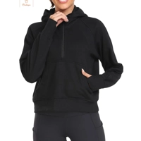 Casual Womens Half Zip Crop Hoodie