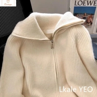 Vintage Double Zipper Knitted Cardigan Sweater