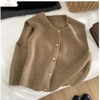 Elegant Knitted Sleeveless Cardigan Sweater