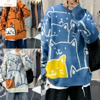 Cartoon Shark Print Oversized Sweater