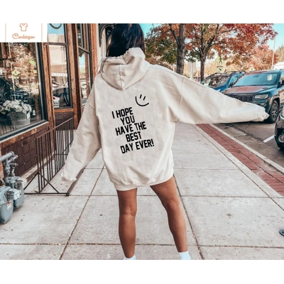 Happy Face Casual Oversize Hoodie for Women
