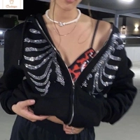 Cardeegan Gothic Black Zip Up Oversized Sweatshirt