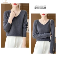 Merino Wool V-Neck Pullover Sweater