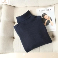 Navy Vintage Wool Turtleneck Sweater for Women