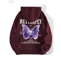 Beautiful Purple Butterfly Casual Hoodie