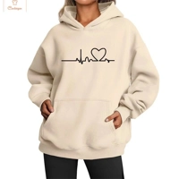 Heartbeat Love Printed Womens Hoodie Sweater