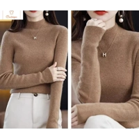 Solid Half Turtleneck Knit Sweater for Women